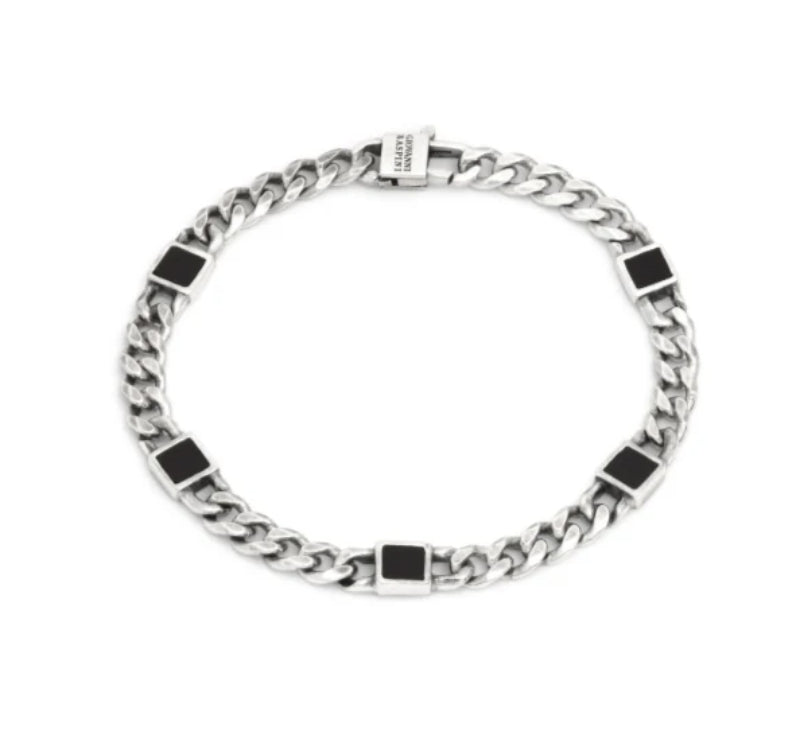 Bracciale Uomo Giovanni Raspini Argento 925 Catena  brunita e onice 12396L